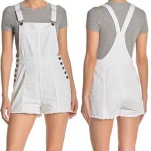 Cupcakes & Cashmere White Denim Shortalls Overalls